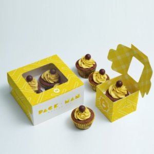 Image of cupcake boxes in yellow color